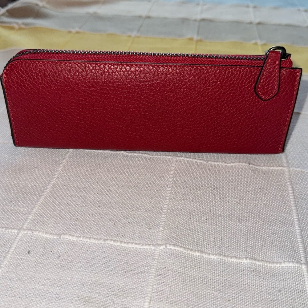 Coach Red Leather Zipper Pouch - Picture 4 of 7